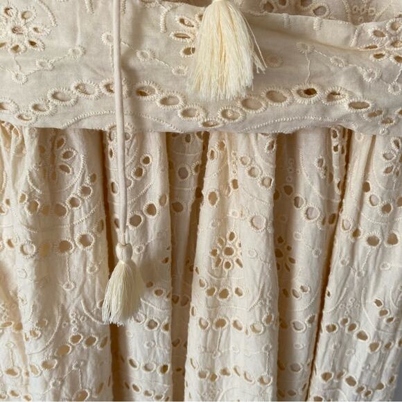 Ivy City Co Cream Ivory Eyelet Belted Maxi Dress size medium Bohemian - Picture 12 of 12